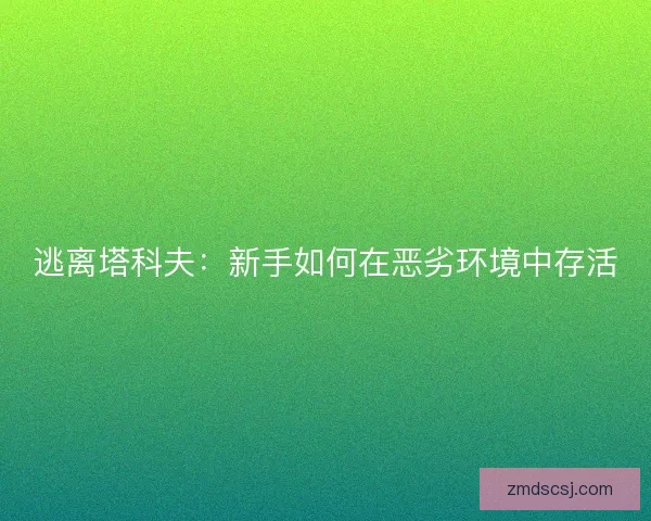 逃离塔科夫：新手如何在恶劣环境中存活