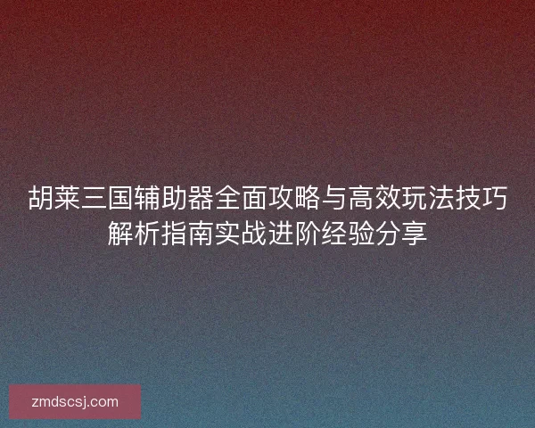 胡莱三国辅助器全面攻略与高效玩法技巧解析指南实战进阶经验分享