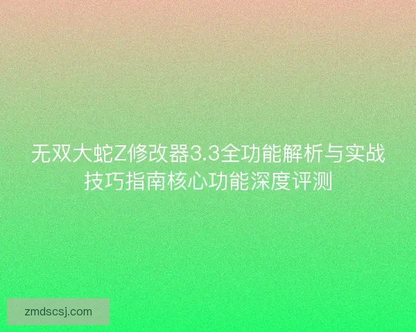 无双大蛇Z修改器3.3全功能解析与实战技巧指南核心功能深度评测