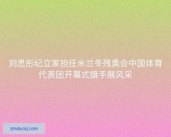 刘思彤纪立家担任米兰冬残奥会中国体育代表团开幕式旗手展风采