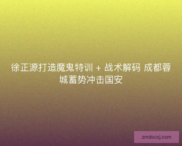 徐正源打造魔鬼特训 + 战术解码 成都蓉城蓄势冲击国安