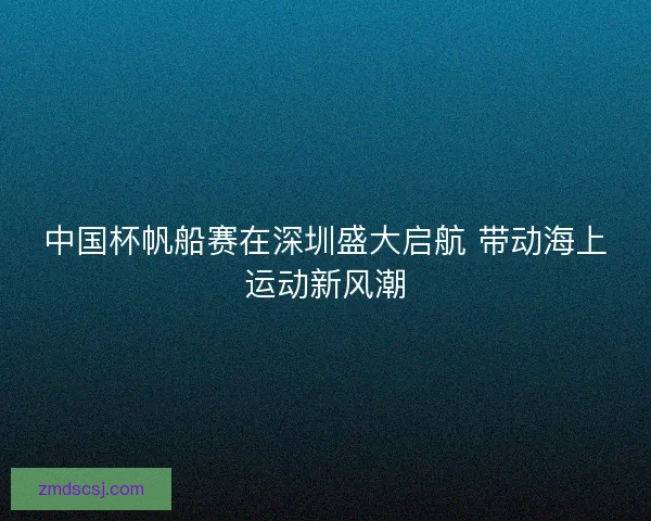 中国杯帆船赛在深圳盛大启航 带动海上运动新风潮